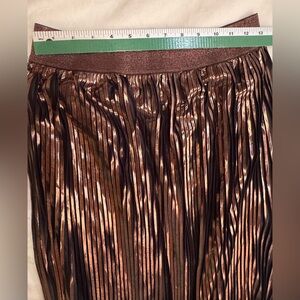 🎊🥳🍾HOLIDAY Classy Chico’s Metallic Pleated Maxi Skirt Rose Gold NWT